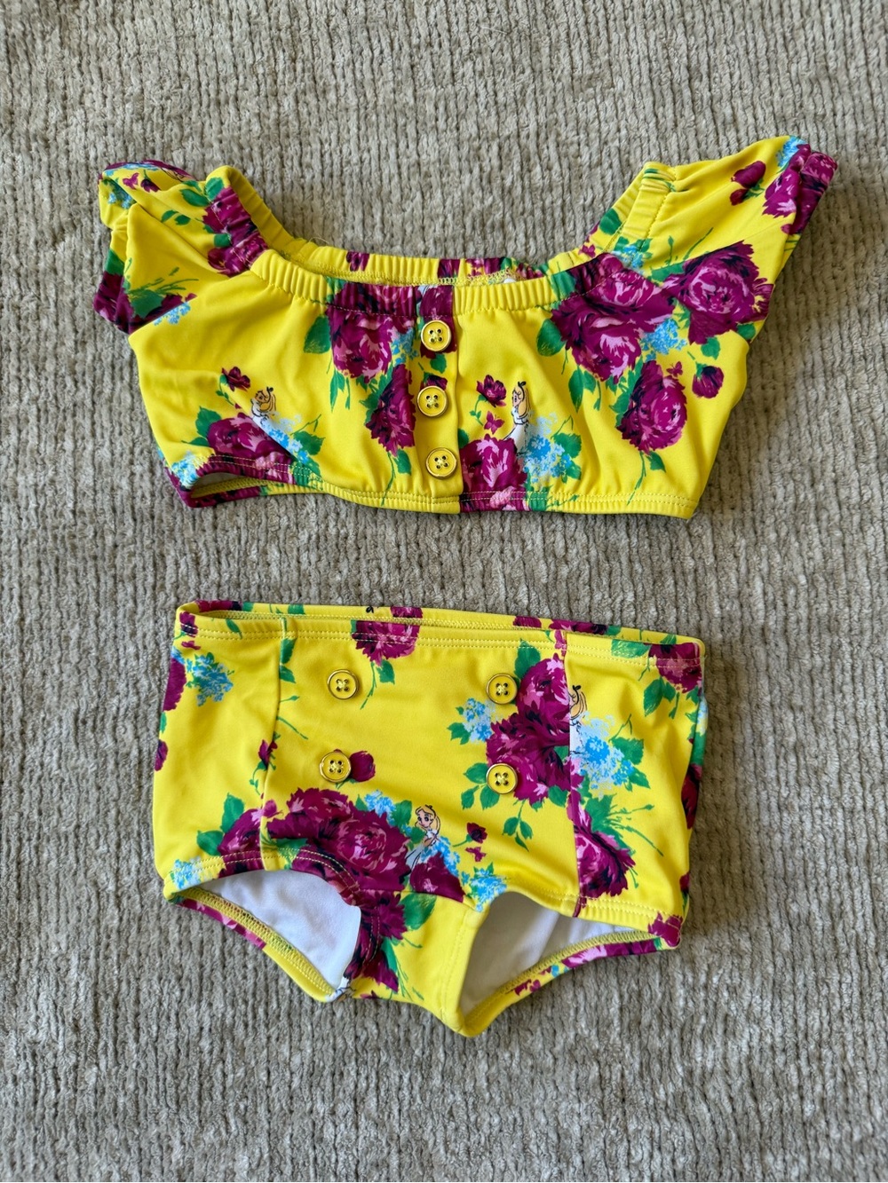 Janie And Jack Disney Alice In Wonderland Floral Swimsuit 12-18M Two Piece